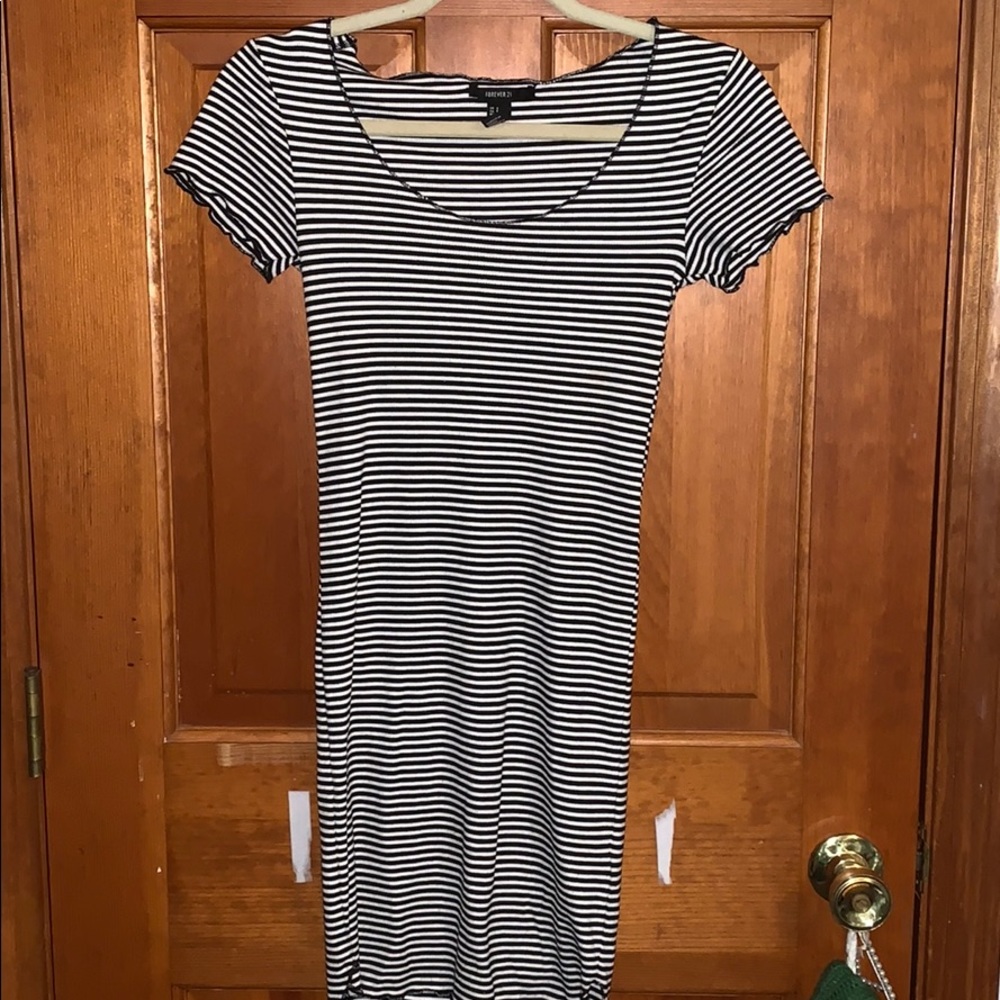 Black and white striped dress